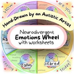 Emotions Wheel Posters and Worksheets, Feelings Wheel Printable, Emotions Poster, Feelings Poster, Emotions Chart, SPED Autism Therapy Tool