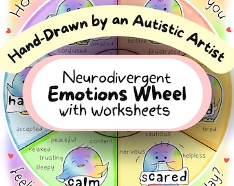 Emotions Wheel Posters and Worksheets, Feelings Wheel Printable, Emotions Poster, Feelings Poster, Emotions Chart, SPED Autism Therapy Tool
