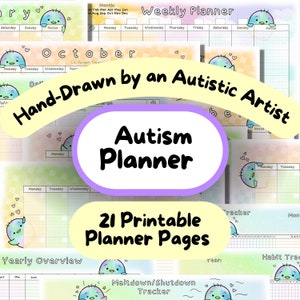Autism Planner, ASD Printable Diary, Digital Undated Planner Insert, Autistic Planner Binder, Executive Functioning, Neurodivergent Journal