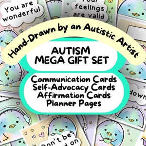 Cadeau voor autistische kinderen en volwassenen, communicatiekaarten, autisme/ ADHD planner/ neurodivergerend dagboek, bevestigingskaarten, non-verbale kaarten,