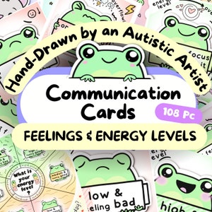 Communicatiekaarten autisme: gevoelens en energieniveaus, flitskaarten voor kikkeremoties, zelfstudie-werkblad, informatiehulpmiddelen, speciaal werkblad