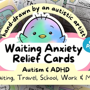 Tarjetas para autismo y TDAH: Alivio de la ansiedad por la espera en la escuela y el trabajo, herramienta para el TDAH, habilidades de afrontamiento para adultos con autismo, kit para problemas sensoriales, impresiones para cordones para TEA