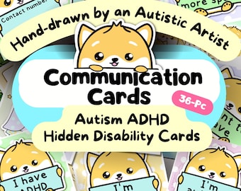 Autistic Hidden Disability Cards, Sunflower Lanyard, Neurodivergent Communication Card, Adult ADHD Anxiety Autism Keyring PDF, Cartoon AAC