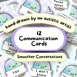 Cartes de communication non verbale pour le mutisme sélectif, adultes et enfants, outil de conversation de base, difficultés d'élocution, CAA non parlante,