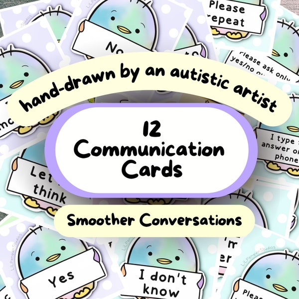 Non-Verbal Communication Cards for Selective Mutism, Adults and Children, Basic Conversation Tool, Speaking Difficulties, Non Speaking AAC,