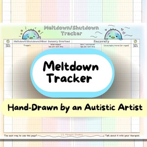 Kernsmelting-tracker, afdrukbare planner invoegen, planner voor volwassenen met autisme, neurodivergent dagboek, ADHD digitale dagboekpagina, verspreiding autisme dagboek