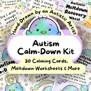 Autismus Calm-Down Kit, Autistische Burnout-Präferenz, Meltdown-Recovery, Pinguin ADHS Autismus Karten, Neurodianisches Poster, Therapie Arbeitsblatt