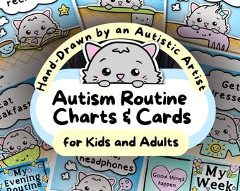 Routineschema katten: kaart en kaarten, schema visuele routine voor volwassenen, ASS dagelijkse routinekaarten voor kinderen, autismeplanner, uitvoerende functie