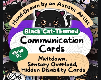 Black Cat Communication Cards, Autism Non Verbal Aid (PDF)