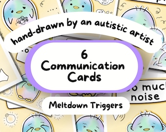 6-Pc Meltdown Communication Cards PDF, Non Verbal Autism Adult Communication Cards, AAC Board for Kids, Penguin Themed Selective Mutism Card