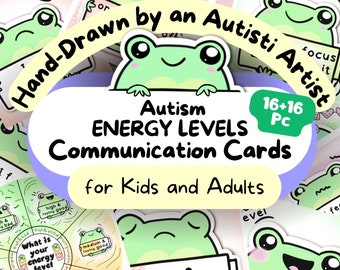 Frog Autistic Communication Cards: Energy Levels, ADHD Digital Download, Autism Feelings Printable, Sensory Overload Print, Alexithymia AAC