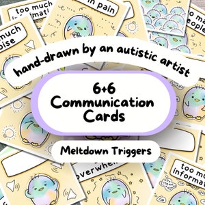 Meltdown-communicatiekaarten, non-verbale afdrukbare autisme-communicatiekaart, selectief mutisme AAC-bord voor volwassenen/kinderen, fotokaarten
