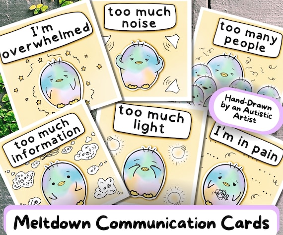 Meltdown Communication Cards, Neurodivergent Digital Download, Autistic Adult/ Children AAC Folder, Cute Penguin Themed Special Needs Cards