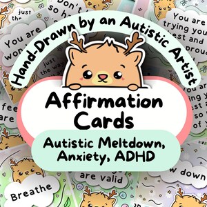 Tarjetas de ánimo con forma de reno para el autismo, para desescalar el bloqueo/colapso, regalo de autocuidado, recuperación del síndrome de burnout autista, kit para aliviar la ansiedad.