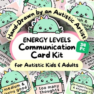 Dino Autisme ENERGIE NIVEAUS Communicatiekaarten, Alexithymie, Gevoelens Print, Neurodivergerende Therapie Werkblad, Speciale Ed pdf, SLP Printable