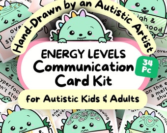 Dino Autism ENERGY LEVELS Communication Cards, Alexithymia Aid, Neurodivergent Worksheet, Dinosaur Autistic Digital Download, SPD Printable