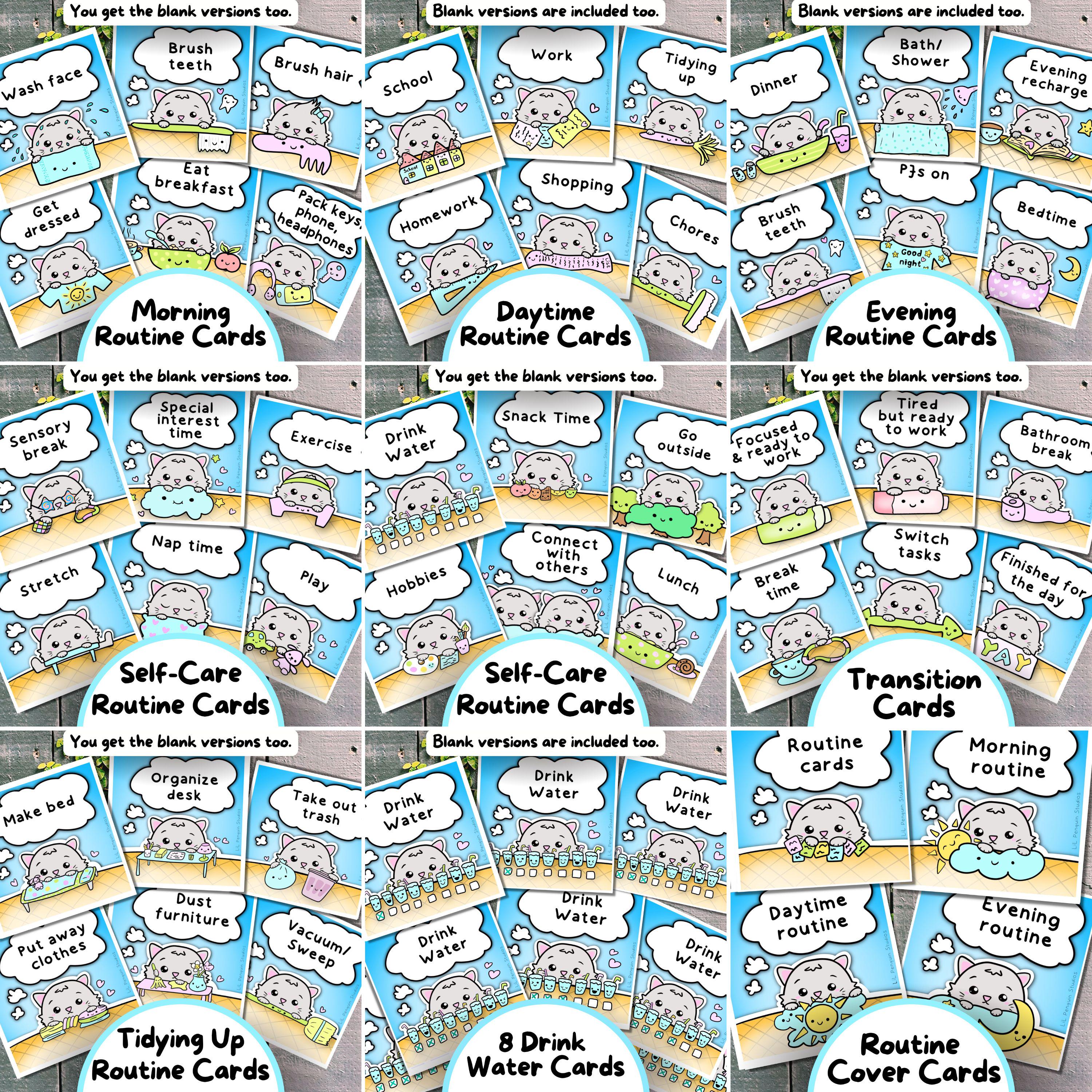 Cat Routine Schedule: Chart & Cards, Autistic Adult Visual Routine ...