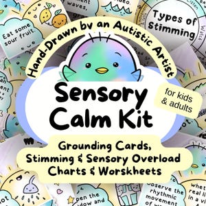 Autism ADHD Sensory Kit, Autistic Calming Cards, ASD Download, Therapy Printable, Penguin Neurodivergent Worksheet, Coping Skills FlashCards