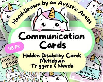 Unicorn Autism Lanyard Cards, AAC Communication Items, Hidden Disability Support, De-escalation Visual Cues for ADHD, SLP Therapy Resources