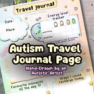 Autism Travel Journal Page, Vacation Reflections, ASD Travel Diary, Energy Level Tracker, Autistic Burnout Help, Special Needs Travel Diary