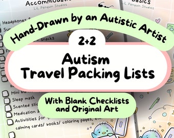 4-Pc Autism Travel Packing List, Autistic Accommodations Travel Checklist, Vacation Autism Planner, Travel Organizer, Neurodivergent Planner
