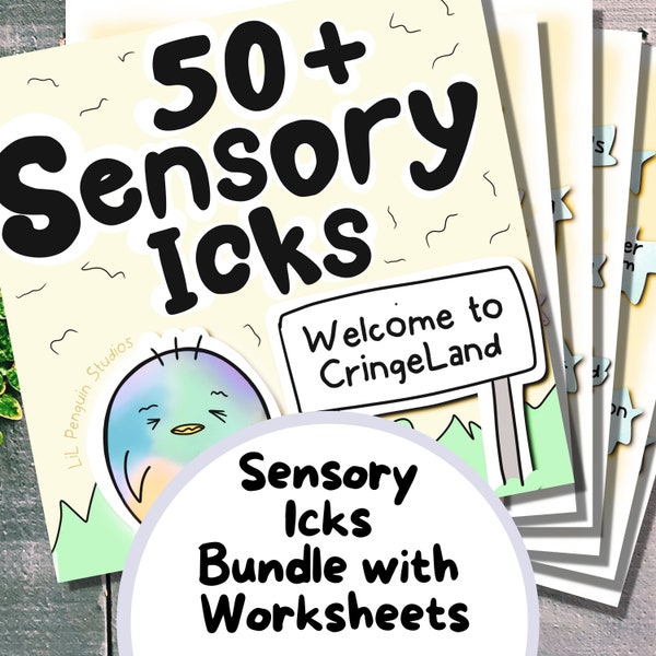 Sensory Icks PRINTABLE Bundle, ADHD Autism Worksheets, Anxiety Relief Workbook Digital Download, Autism Zine, Special Needs Teacher Tools