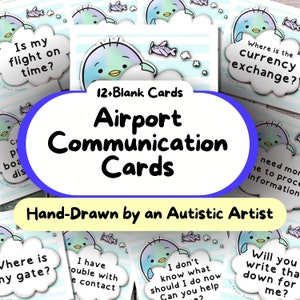 Airport Communication Cards, Adult Communication Cards for Selective Mutism, Printable Communication Cards Autism, AAC, Digital Travel Cards