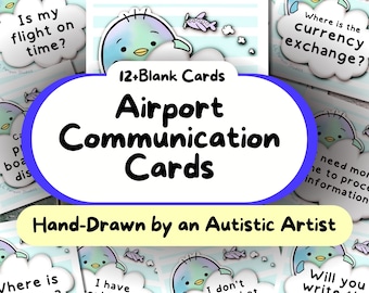 Tarjetas de comunicación para aeropuertos, Tarjetas de comunicación para adultos para mutismo selectivo, Tarjetas de comunicación para imprimir Autismo, AAC, Tarjetas de viaje digitales