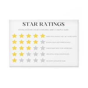 Magnet for Airbnb VRBO Short Term Rental Guest Guide for Star Ratings to Rate Hosts Aesthetic Neutral Simple