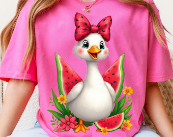 Lazo de sandía de pato PNG, diseño de camiseta de verano