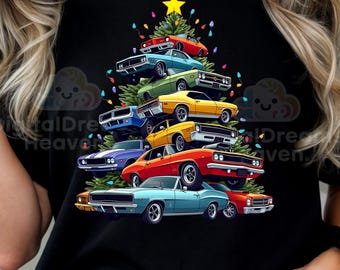 Muscle Car-kerstboom PNG: vakantie-clipart (directe download)