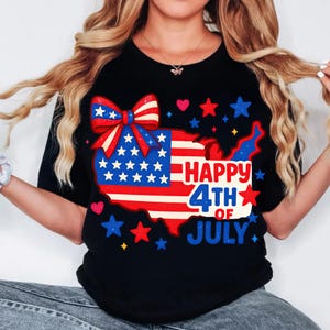 Glücklich 4. Juli USA Karte PNG, Patriotischer Bogen Sublimationsdesign, Rot Weiß Blau Amerika Clipart, Unabhängigkeitstag Shirt digitaler Download