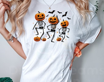 Spooky Skeleton Halloween Shirt PNG - Pumpkin Fall Sweatshirt Design - Instant Digital Download for Women