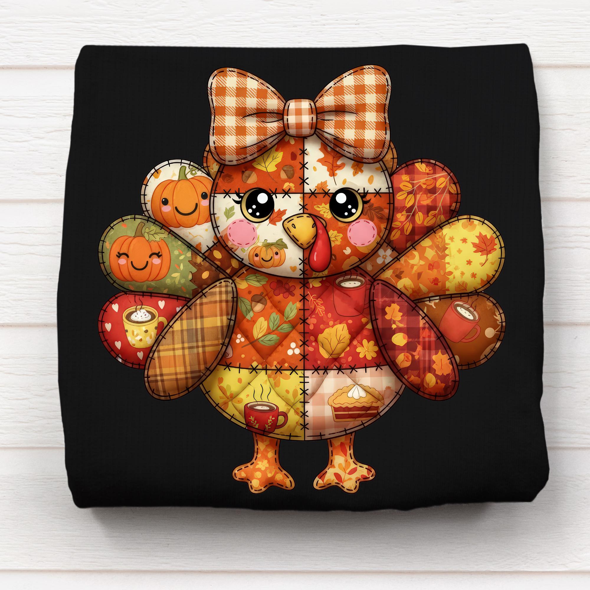 Patchwork Turkey Pattern Patchwork Turkey PNG: Thanksgiving Quilt, Autumn Farmhouse Design ...