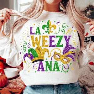 Louisiana Karneval PNG, La Weezy Ana Fat PVC Shirt Design, Karneval Zustand Karte Sublimation, New Orleans Party digitaler Download