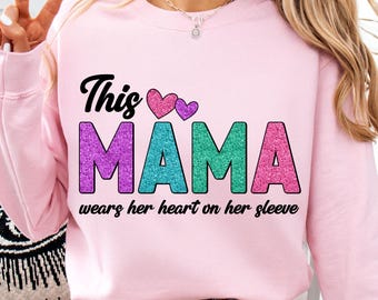 Glitter MAMA PNG: Rainbow Mom Shirt Sublimation Design (Digital Download)
