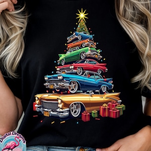 Lowrider Race Car Christmas Tree PNG | Muscle Car Holiday Clipart | Red Sports Car Xmas Ornament | Racing Car Christmas Decor