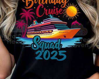 Tropisch verjaardagsteam 2025 cruiseshirtontwerp (png)