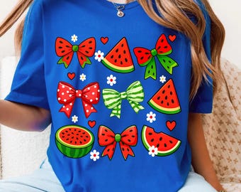 Kokette Wassermelone PNG: Preppy Blumenmuster (Digitaler Download)