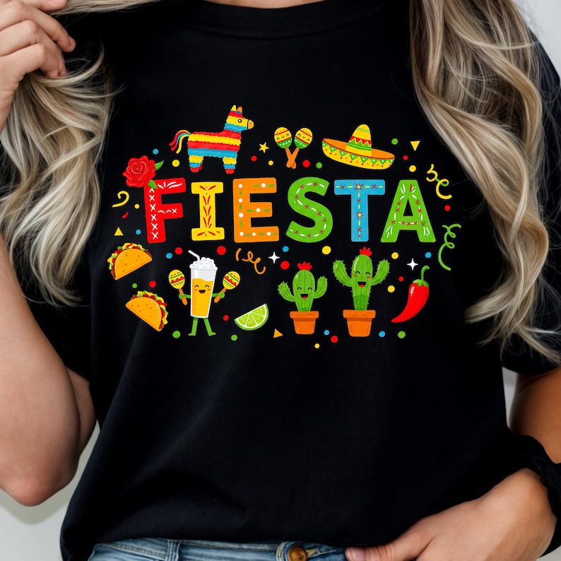 Fiesta Shirt PNG: Cinco de Mayo Party Clipart (Digital Download) image 3