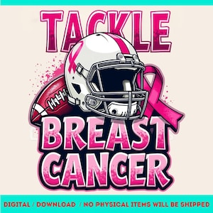 Tackle Breast Cancer Football PNG: Pink Ribbon Design (Digital Download)