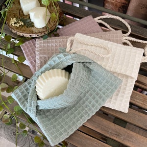 Pochettes à savon pour la douche* Étui à savon *Piqué gaufré en coton* Zéro déchet* Réutilisable, sans plastique, durable, végan