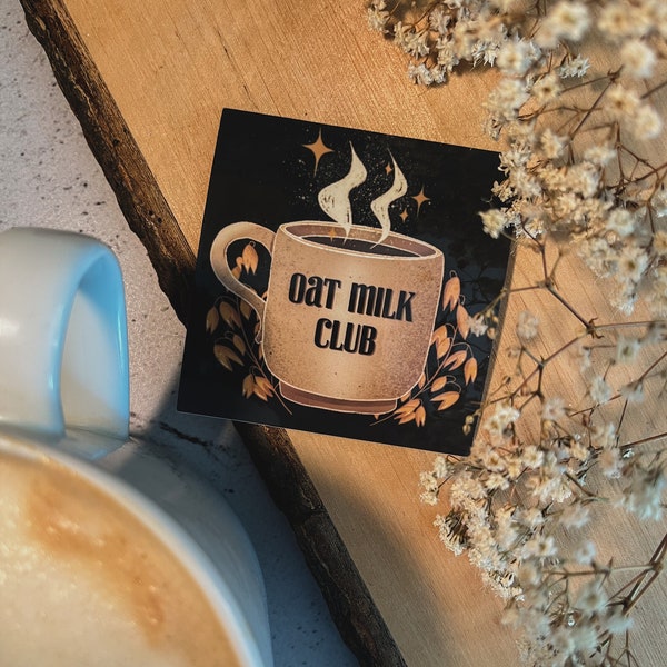 Oat Milk Club Sticker // Water-Resistant Stickers for Vegans, Plant Based People, Plant Milk Enthusiasts, Coffee and Tea Lovers
