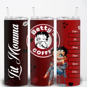 Betty Boop Stainless Steel Tumbler | Red Betty Boop Cup | 20oz Tumbler with Straw