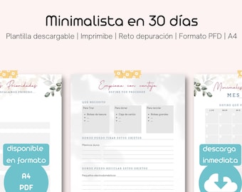 Minimalist in 30 days | Cleaning guide for your home in 30 days with a list of items per stay and day | Digital download in PDF