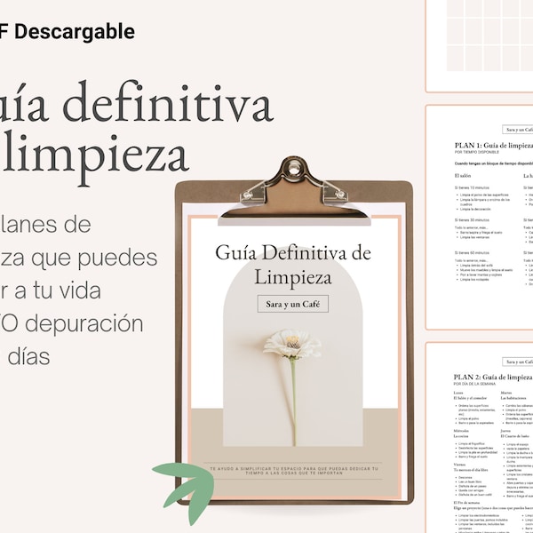 Guía COMPLETA de limpieza IMPRIMIBLE, planificador de limpieza, plantillas personalizables, reto depuración 30 días, PDF descarga inmediata