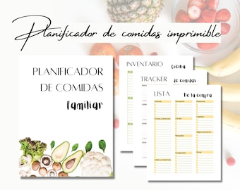 PLANIFICADOR de comidas familiar IMPRIMIBLE en formato PDF