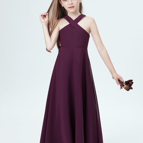 Purple Junior Bridesmaid Dresses Girls Bridesmaid Dresses For Wedding Floor Length Flower Girl Dresses Wedding Guest Party Princess Gowns