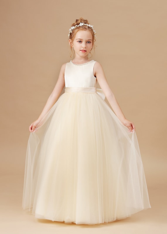 Puffy Green Ball Gowns Flower Girls Dresses Scoop Bows Birthday Party –  TANYA BRIDAL