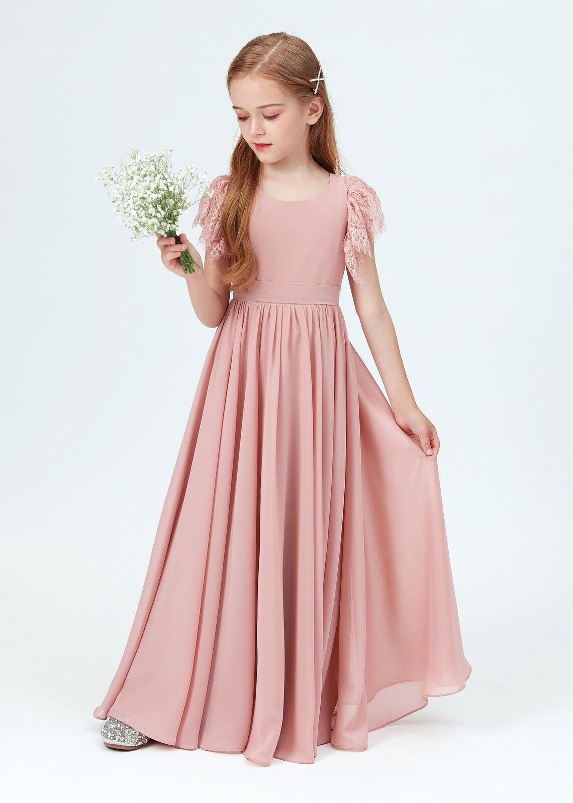 Dusty Rosejunior Bridesmaid Dressesgirl Wedding Party Dress Etsy